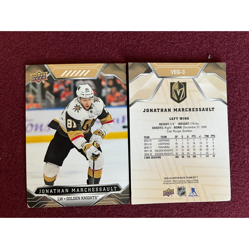JONATHAN MARCHESSAULT 2019-20 Upper Deck Promo Giveaway Card VEG-3 Knights